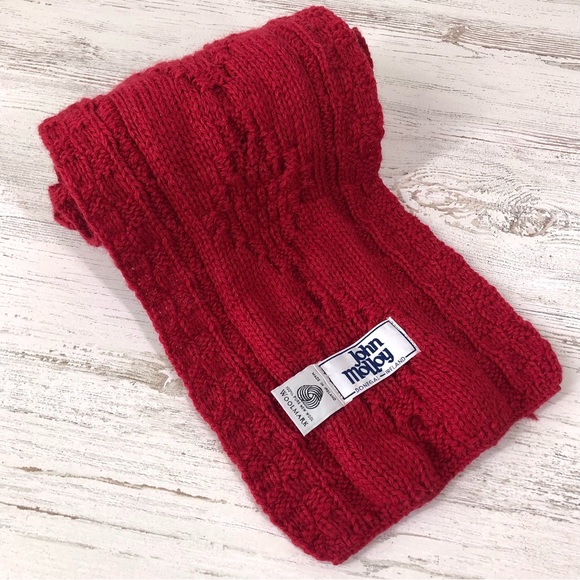 Vintage Accessories Vintage John Molloy 0 Wool Donegal Ireland Red Cable Knit Scarf Poshmark